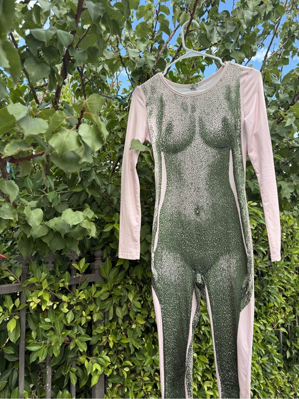 Long-Sleeve Pink & Green Graphic Jumpsuit Romper
